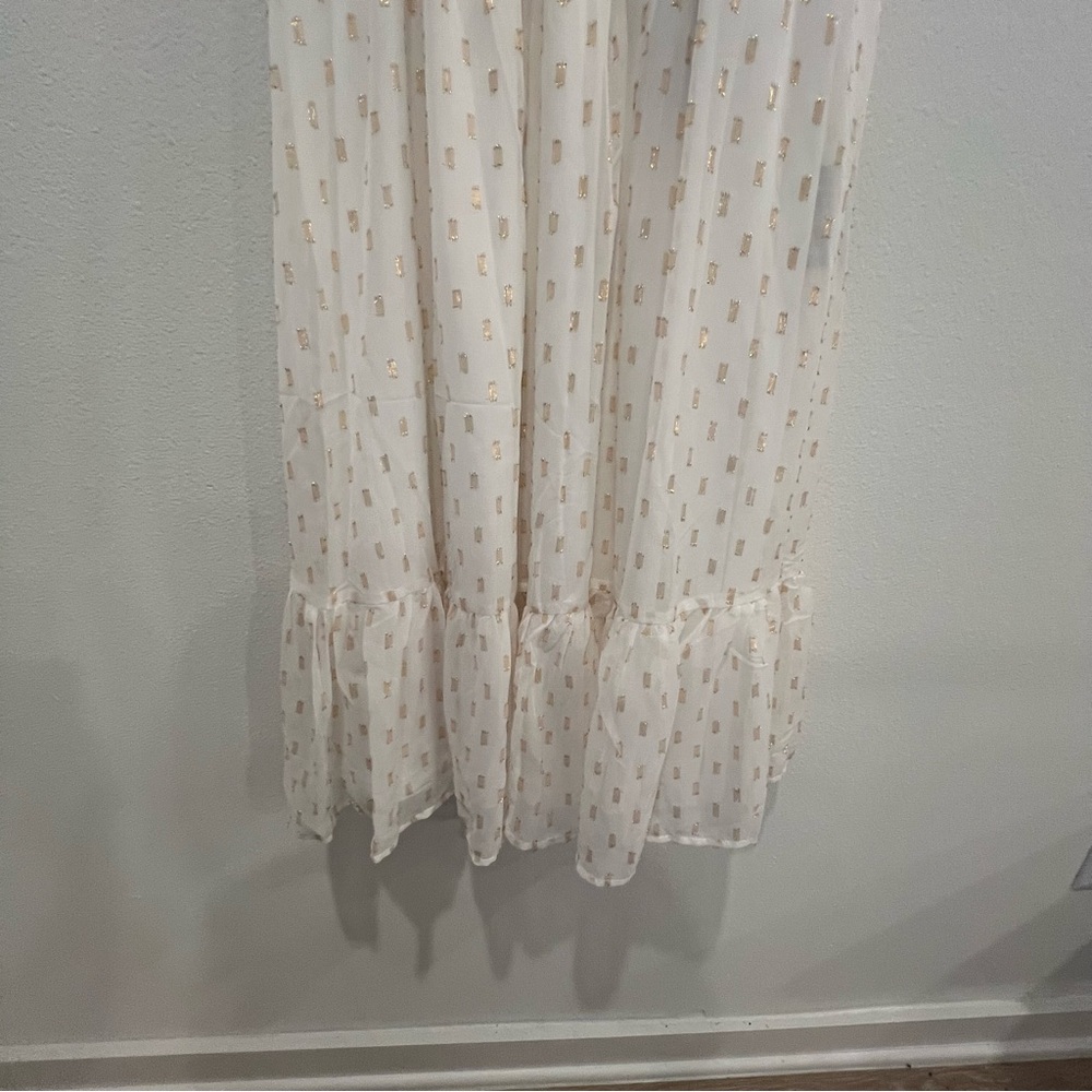 Lulu's Cream Ruffle Midi Dress - Picture 6 of 14